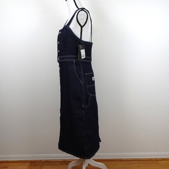 Lee Jeans Women's Overall Dress Blue Size L Denim Jumper Midi Preppy Schoolgirl - Picture 4 of 12